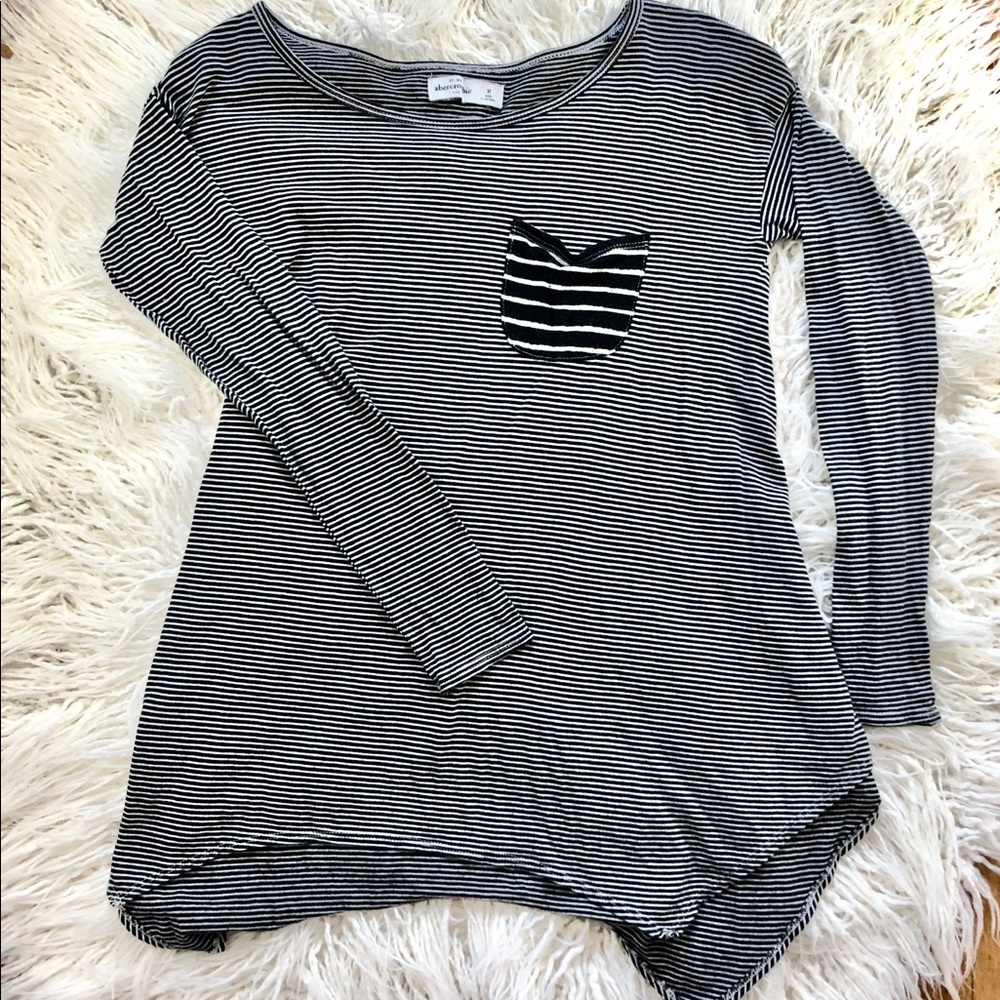 Abercrombie B&W Striped Long Sleeve Shirt